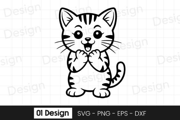 Cute Kitten Shy Pose Cartoon SVG PNG